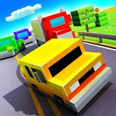 Взломанная Blocky Highway: Traffic Racing (Блоки Хайвей)  [МОД Все открыто] - полная версия apk на Андроид