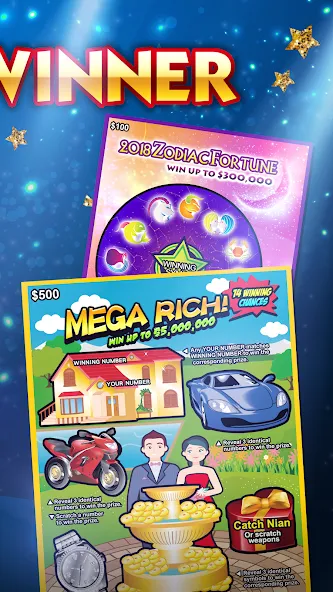 Lottery Scratch Off - Mahjong  [МОД Бесконечные монеты] Screenshot 3