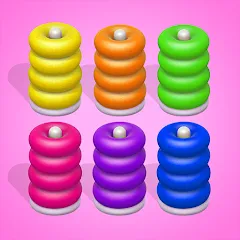 Взломанная Color Sort 3D — Hoop Stack  [МОД Много монет] - последняя версия apk на Андроид